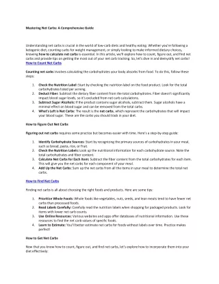mastering net carbs a comprehensive guide
