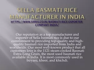 sella basmati rice manufacturer in india