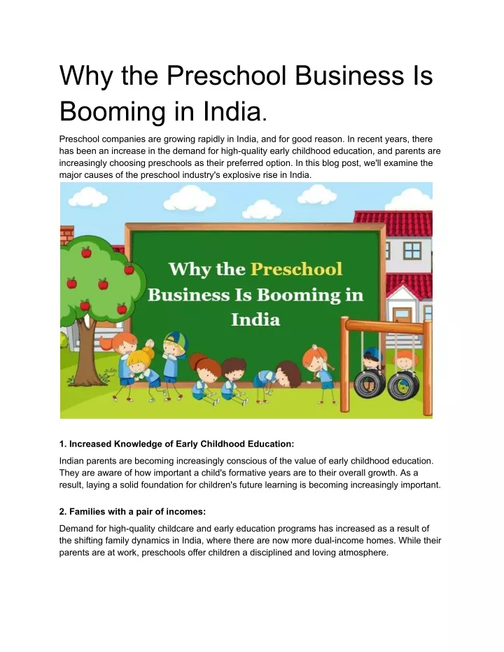 why the preschool business is booming in india