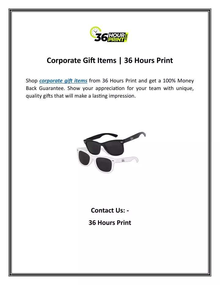 corporate gift items 36 hours print