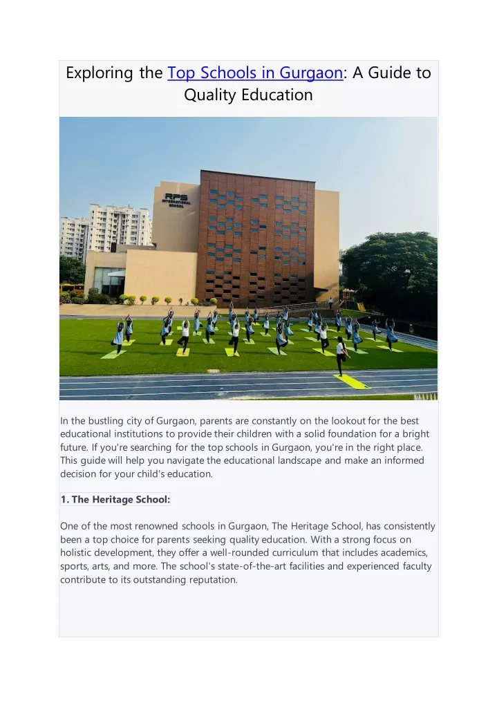 exploring the top schools in gurgaon a guide