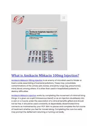 What is Amikacin Mbkacin 100mg Injection