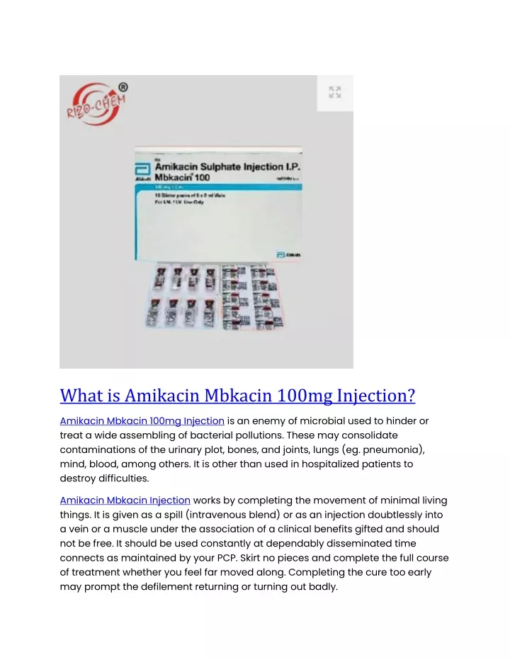 what is amikacin mbkacin 100mg injection