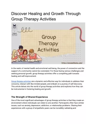 Discover Healing and Growth Through Group Therapy Activities