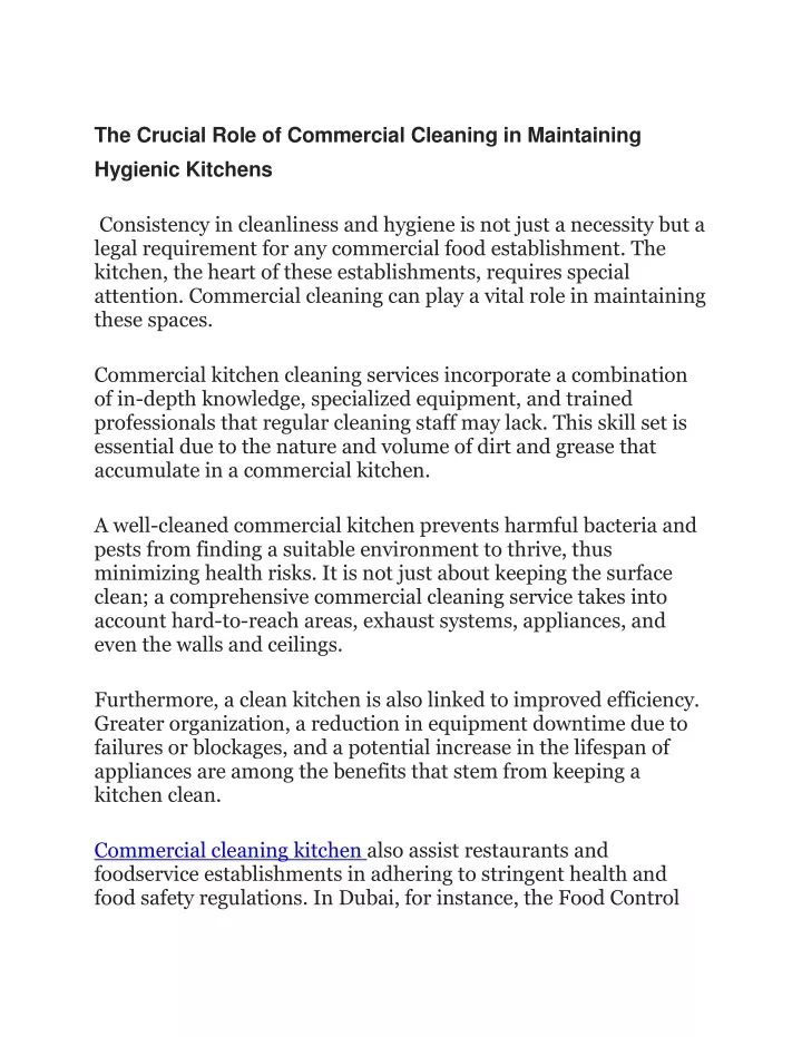 the crucial role of commercial cleaning