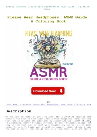 eBooks DOWNLOAD Please Wear Headphones ASMR Guide & Coloring Book