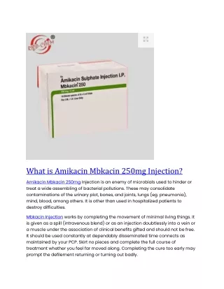 What is Amikacin Mbkacin 250mg Injection