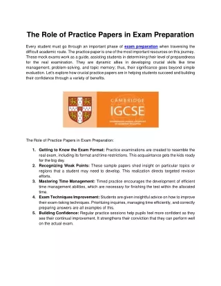 The Role of Practice Papers in Exam Preparation