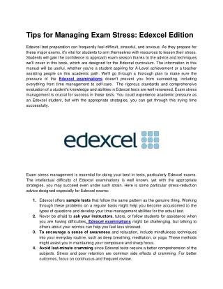 Tips for Managing Exam Stress_ Edexcel Edition