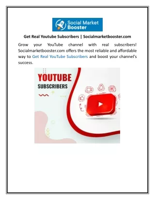 Get Real Youtube Subscribers | Socialmarketbooster.com