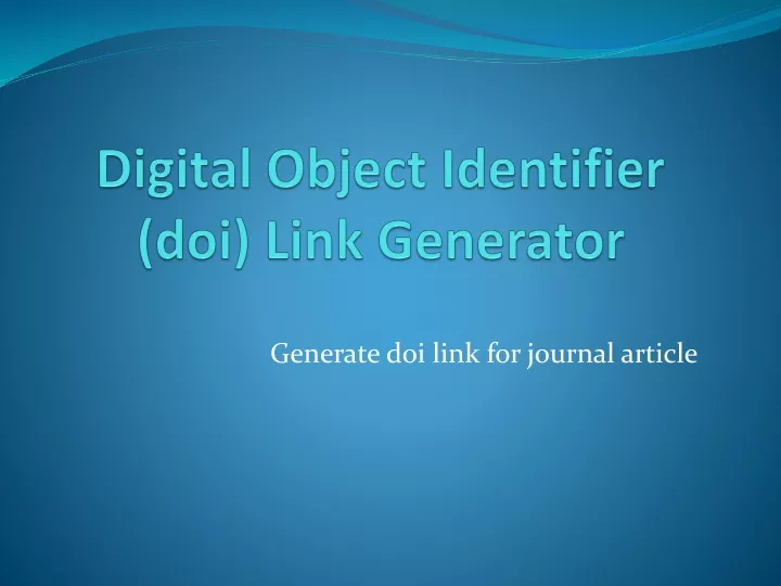 digital object identifier d oi link generator