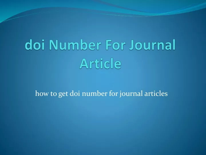 d oi number for journal article