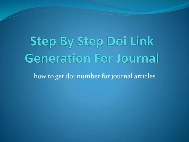 step by step doi link generation for journal