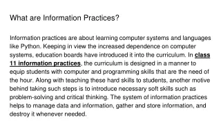 What are Information Practices_