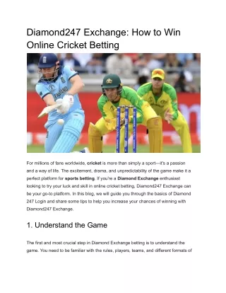 Diamond247 Exchange_ How to Win Online Cricket Betting