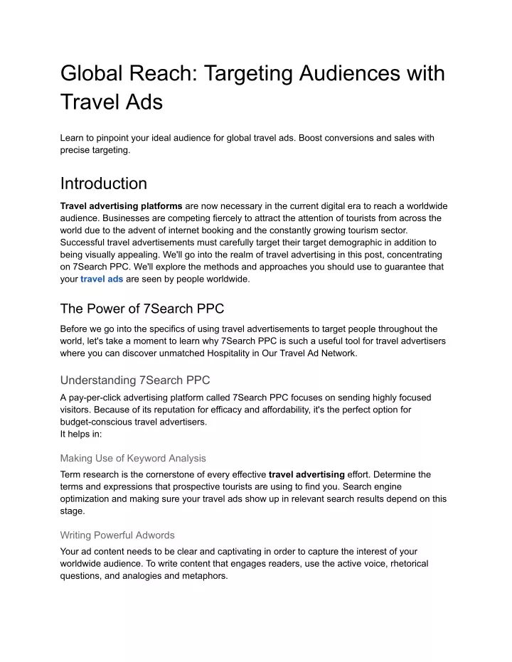 global reach targeting audiences with travel ads