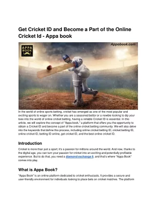 Get Cricket ID and Become a Part of the Online Cricket Id - Appa book