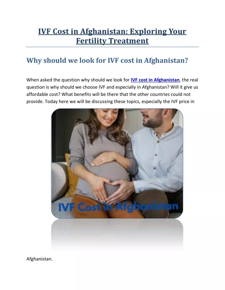 ivf cost in afghanistan exploring your fertility