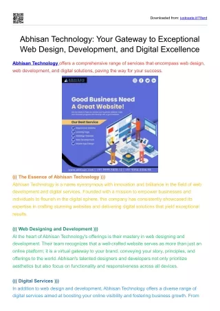Abhisan Technology  Your Gateway to Exceptional Web Design, Development, and Digital Excellence