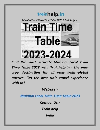 Mumbai Local Train Time Table 2023  Trainhelp.in