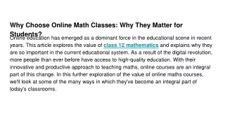 Why Choose Online Math Classes_ Why They Matter for Students_