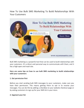 How to use bulk SMS marketing to build relationships with your customers