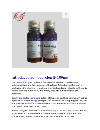 Introduction of Ibuprofen IP 100mg