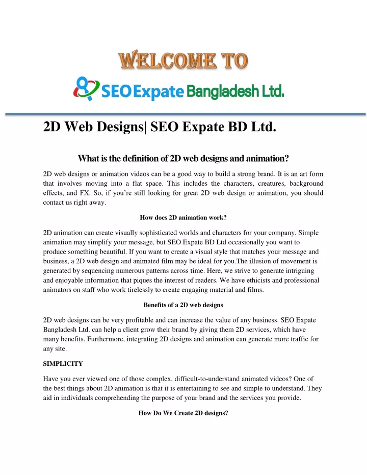 2d web designs seo expate bd ltd