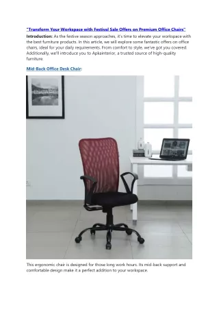 Transform Your Workspace with Festival Sale Offers on Premium Office Chair1