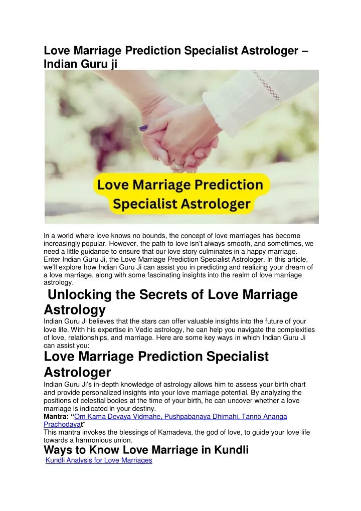 love marriage prediction specialist astrologer