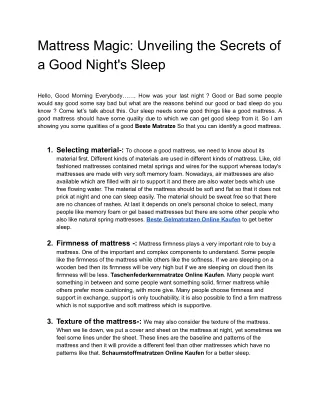Mattress Magic: Unveiling the Secrets of a Good Night's Sleep