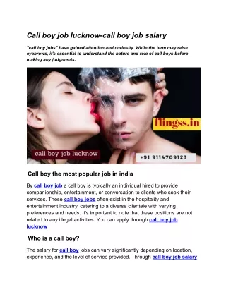 call boy job lucknow call boy job salary