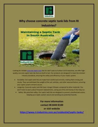 Why choose concrete septic tank lids from RI Industries