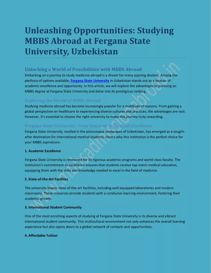 unleashing opportunities studying mbbs abroad