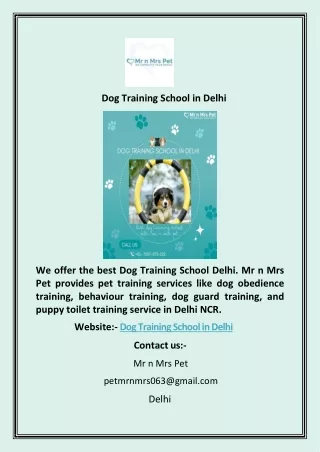 Dog Training School in Delhi