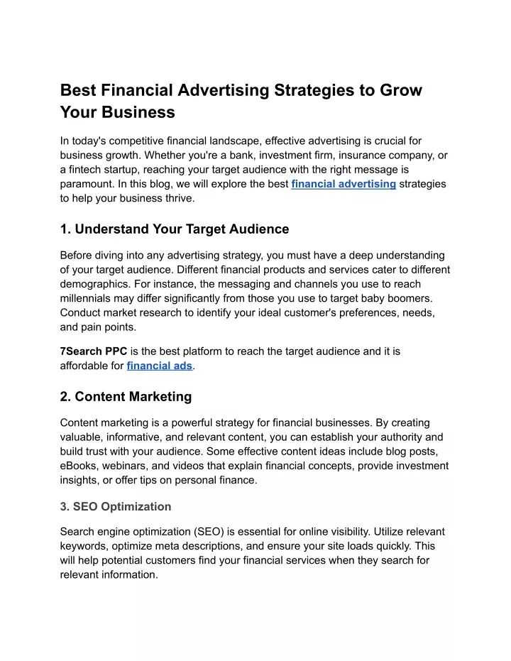 best financial advertising strategies to grow