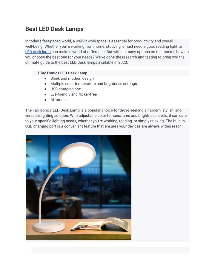 best led desk lamps