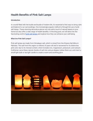 Health Benefits of Pink Salt Lamps