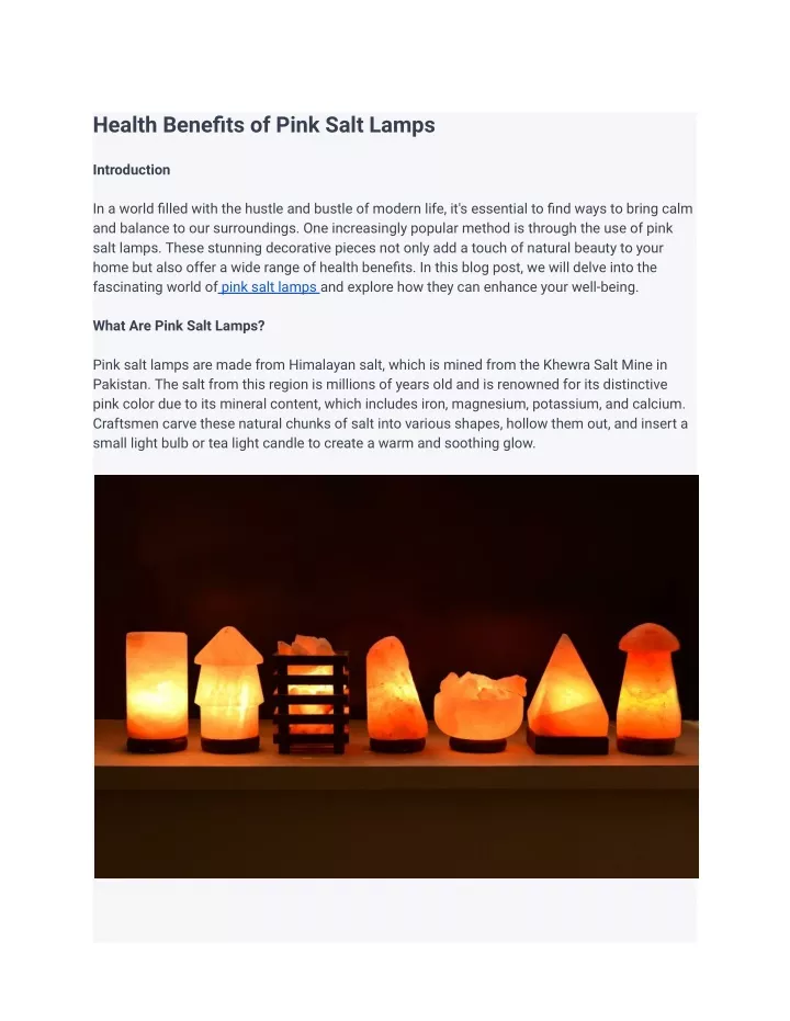 health benefits of pink salt lamps