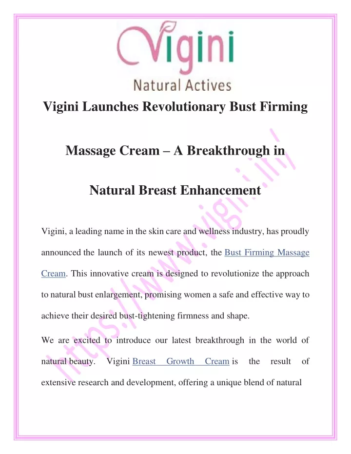 vigini launches revolutionary bust firming