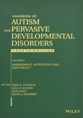 get [PDF] Download Handbook of Autism and Pervasive Developmental Disorders, Volume 2: