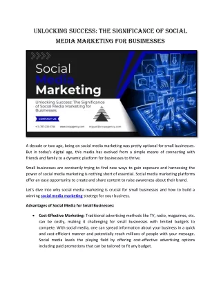 Unlocking Success The Significance of Social Media Marketing for Businesses