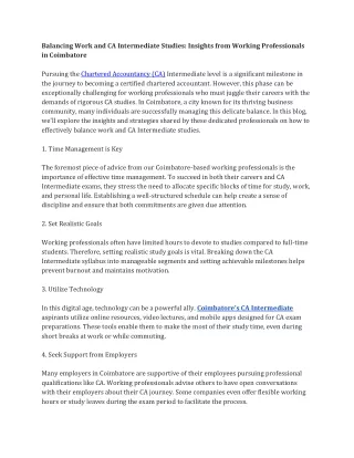 balancing work and ca intermediate studies