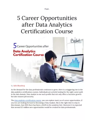 5 Career Opportunities after Data Analytics Certification Course