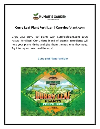 Curry Leaf Plant Fertilizer Curryleafplant