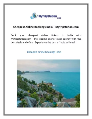 Cheapest Airline Bookings India  Mytripstation