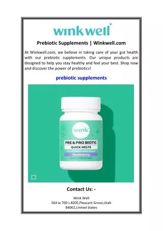 Prebiotic Supplements  Winkwell.com