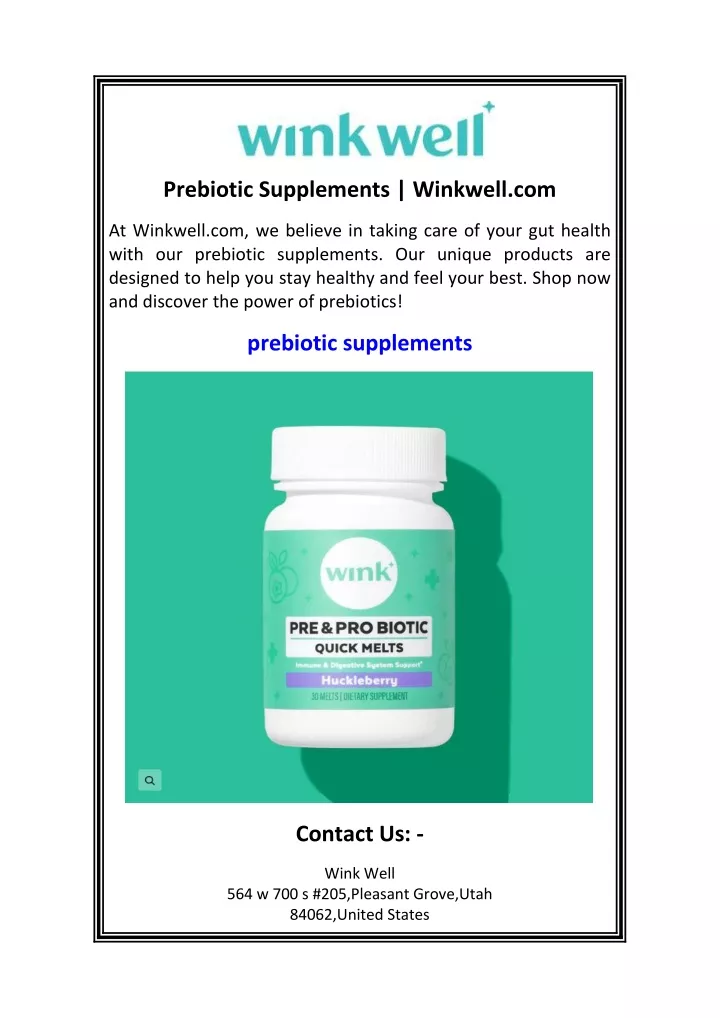 prebiotic supplements winkwell com