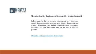 Mercedes Car Key Replacement Bowmanville  Montys Locksmith