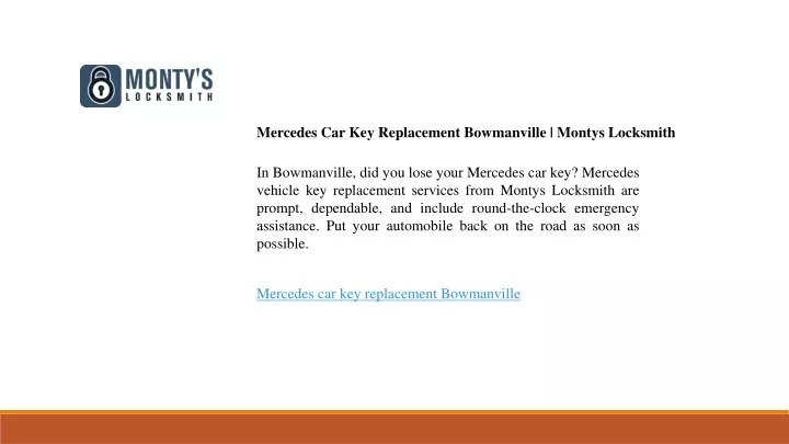 mercedes car key replacement bowmanville montys